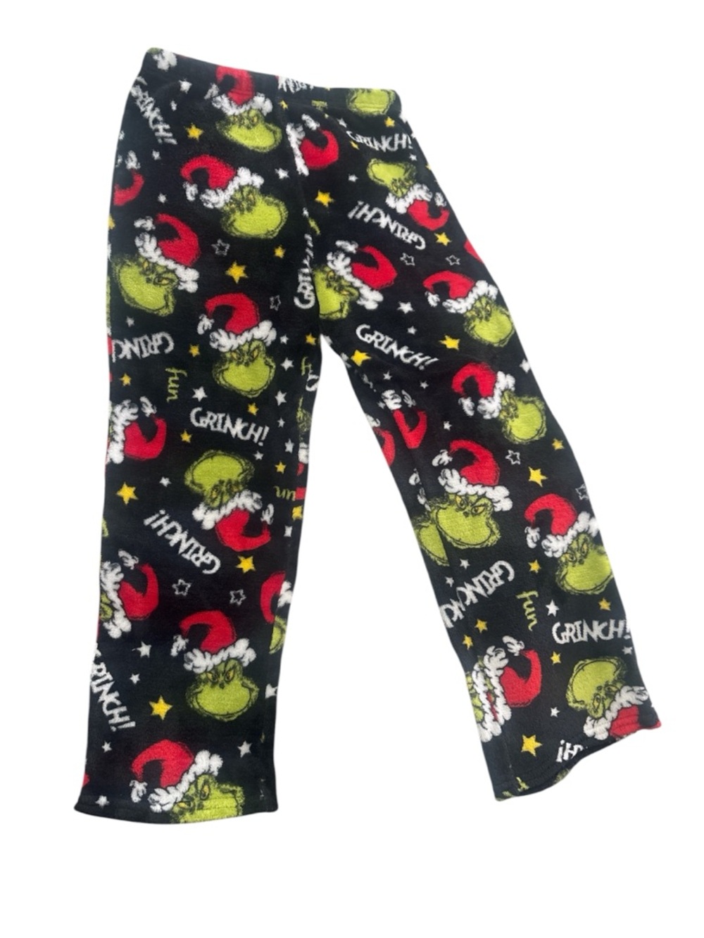 Grinch Pajama Bottoms Pants Elastic Waist Santa Christmas Pjs Boy Girl Kids 10